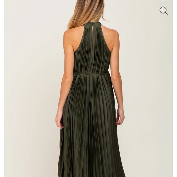 Chic Backless Olive Green Pleated Dress - Picture 2 of 5
